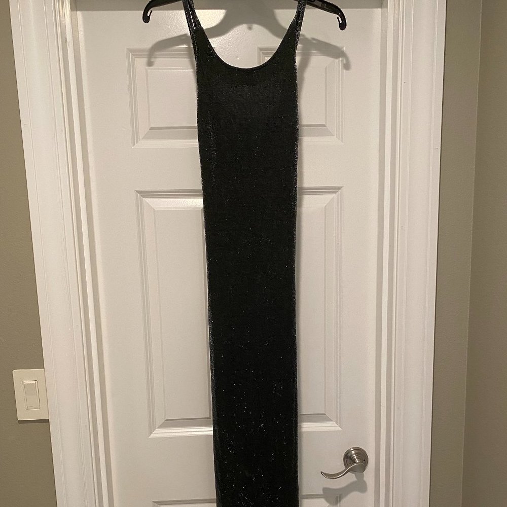Black and Silver Sparkle Slip Dress